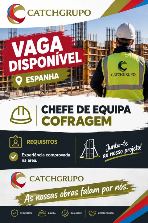 Cartaz da oferta: Chefe de equipa · Cofragem